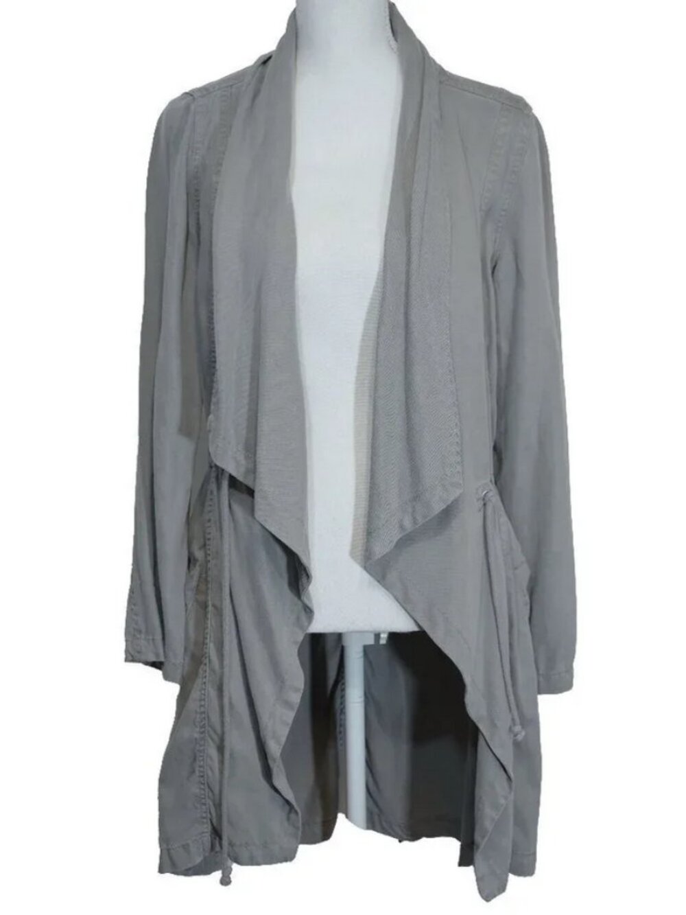 Max Studio Witchy Jacket Flowy Grey Open Front Waterfall Drapey Tencel Pull On